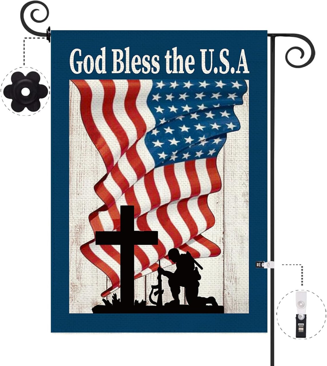 Memorial Day 4th of July Garden Flag God Bless America Double Sided 12.5 X 18 Inch